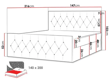 Jitendra Sängpaket Kontinentalsäng 140x200 cm med Förvaring - Blå - Products - Möbler - Säng - Komplett sängpaket