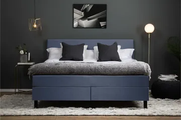 Lucky Komplett Sängpaket 160x200 Latex Slät Sänggavel - Mörkblå - Products - Möbler - Säng - Kontinentalsäng