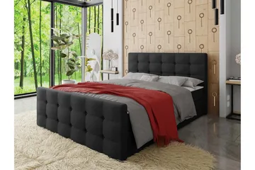 Milano Kontinentalsäng 140x200 cm med Sänggavel - Svart - Products - Möbler - Säng - Säng med förvaring