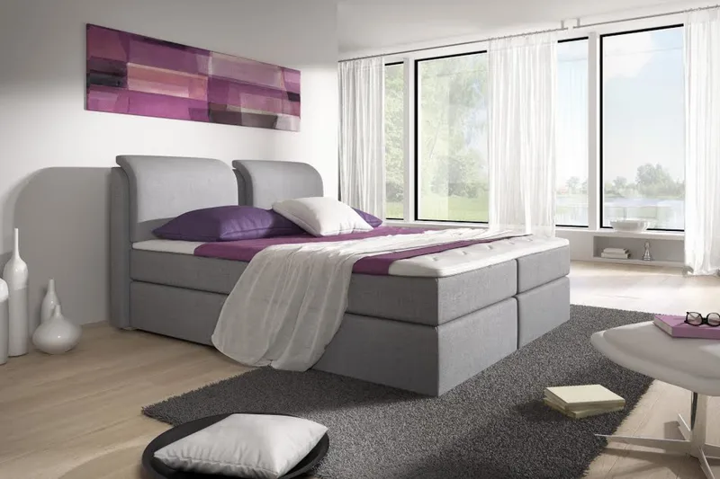 Owen Komplett Box Bed 180x200 - Grå - Products - Möbler - Säng - Komplett sängpaket