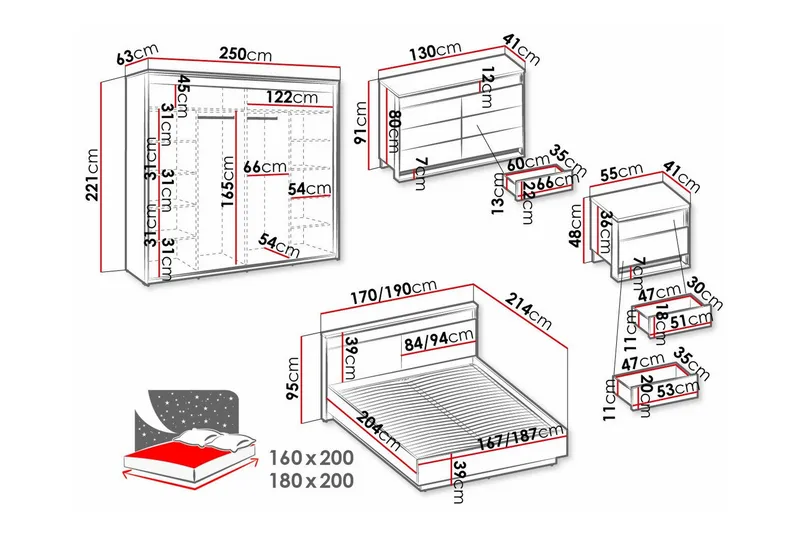 Rathmore Möbelset För Sovrum Black - Products - Möbler - Säng - Möbelset för sovrum