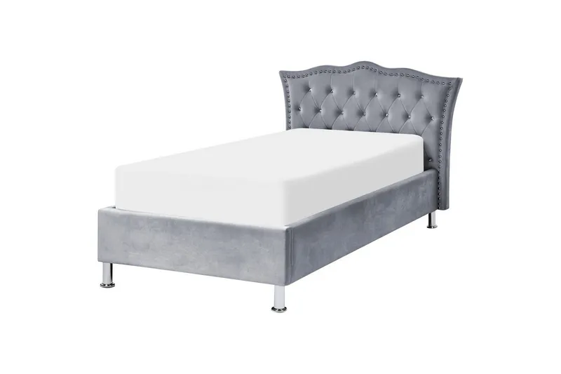 Säng med förvaring Metz - Grå, Silver/Sammet, 90x200 cm - Products - Möbler - Säng - Säng med förvaring