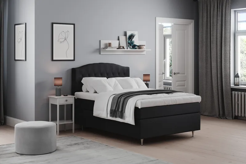 Belda Sänggavel 120 cm Svängd - Svart - Products - Möbler - Säng - Sängtillbehör & sänggavel - Sänggavel