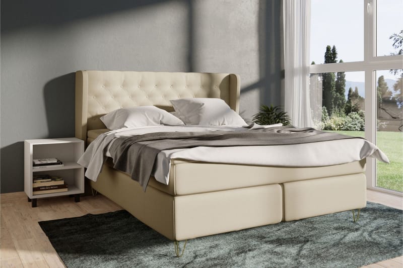 Select No 4 Komplett Sängpaket 140x200 Fast - Beige/Metall V-form - Products - Möbler - Säng - Kontinentalsäng