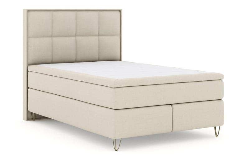 Select No 4 Komplett Sängpaket 160x200 Fast/Medium - Beige/Metall V-form - Products - Möbler - Säng - Kontinentalsäng