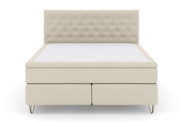 Select No 5 Kontinentalsäng 210x210 Fast/Medium Latex - Beige/Metall V-Form - Products - Möbler - Säng - Kontinentalsäng