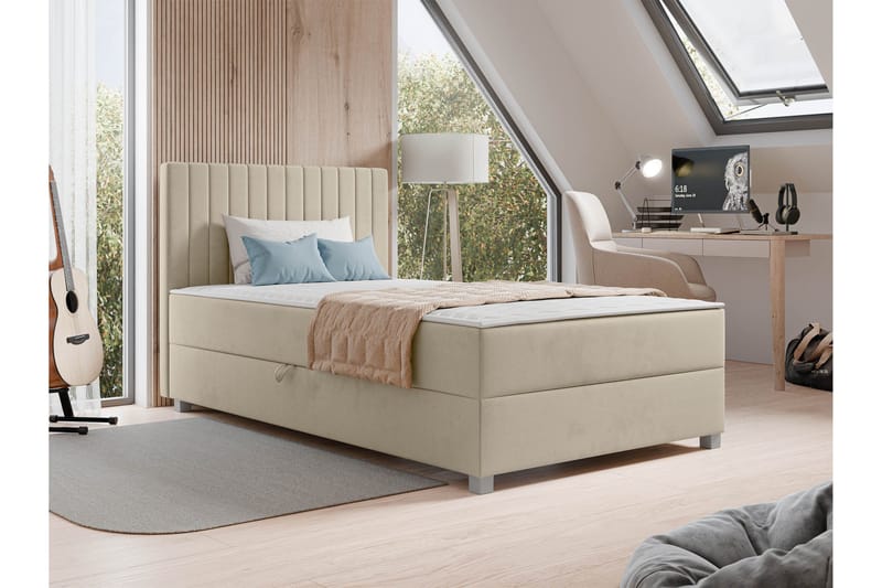 Veyran Sängpaket Kontinentalsäng med Förvaring 120x200 cm - Beige - Products - Möbler - Säng - Komplett sängpaket