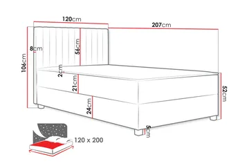 Veyran Sängpaket Kontinentalsäng med Förvaring 120x200 cm - Blå - Products - Möbler - Säng - Komplett sängpaket