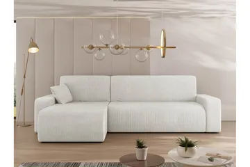 Barile Bäddsoffa med Divan 3-sits i Plysch - Vit - Products - Möbler - Soffa - Bäddsoffa - Bäddsoffa divan