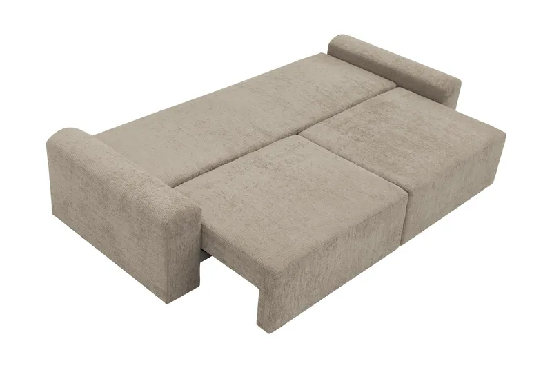 Bella Bäddsoffa 3-sits i Plysch - Beige - Products - Möbler - Soffa - Bäddsoffa - 3 sits bäddsoffa