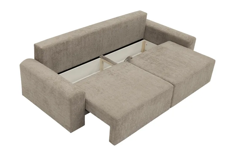 Bella Bäddsoffa 3-sits i Plysch - Beige - Products - Möbler - Soffa - Bäddsoffa - 3 sits bäddsoffa