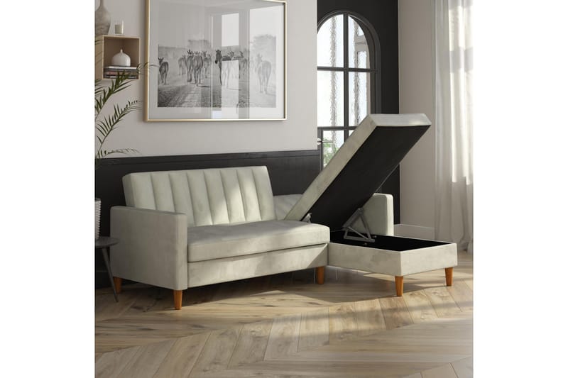 Celine 3-sits Divanbäddsoffa Sammet/Ljusgrå - Dorel Home - Products - Möbler - Soffa - Bäddsoffa - Bäddsoffa divan