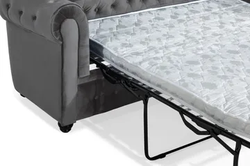 Chesterfield Deluxe 3-sits Framåtbäddad bäddsoffa i sammet - Mörkgrå Sammet - Products - Möbler - Soffa - Bäddsoffa - 3 sits bäddsoffa