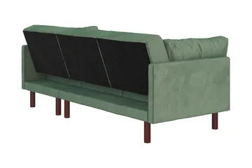 Clair 3-sits Bäddsoffa med Schäslong Ställbar Sammet/Grön/Tr - Dorel Home - Products - Möbler - Soffa - Bäddsoffa - Bäddsoffa längsbäddad
