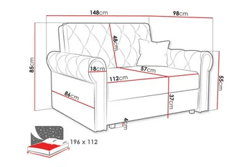 Denegal 2-sits liten bäddsoffa i Plysch - Grå - Products - Möbler - Soffa - Bäddsoffa - 2 sits bäddsoffa