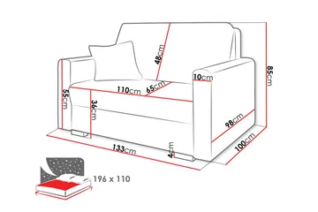 Denegal 2-sits liten bäddsoffa i Plysch - Beige - Products - Möbler - Soffa - Bäddsoffa - Bäddsoffa längsbäddad