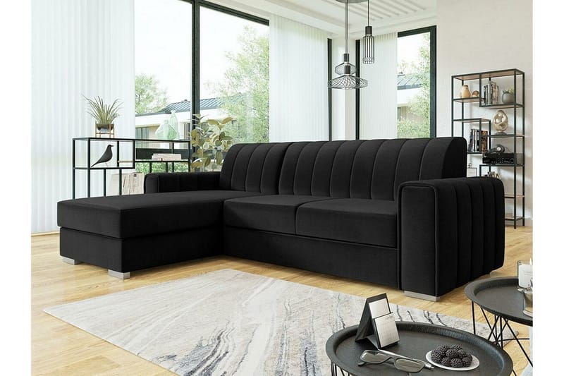 Denegal 3-sits Hörnbäddsoffa Black - Products - Möbler - Soffa - Bäddsoffa - Bäddsoffa divan