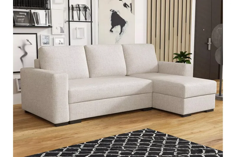 Denegal 3-sits Hörnbäddsoffa - Cream - Products - Möbler - Soffa - Bäddsoffa - Hörnbäddsoffa