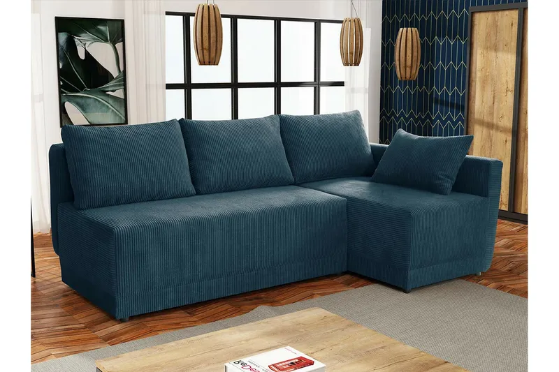 Denegal 3-sits Hörnbäddsoffa Dark blue - Products - Möbler - Soffa - Bäddsoffa - Hörnbäddsoffa