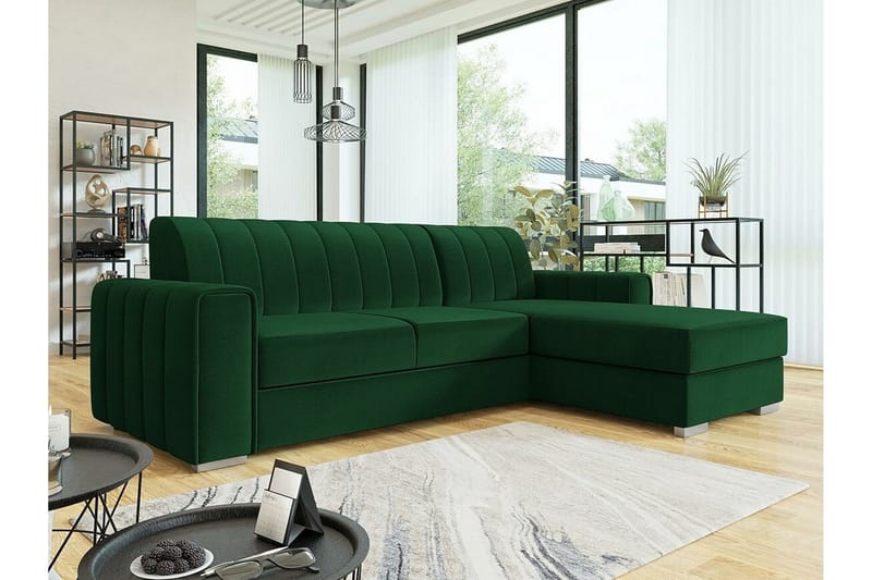 Denegal 3-sits Hörnbäddsoffa Green - Products - Möbler - Soffa - Bäddsoffa - Bäddsoffa divan