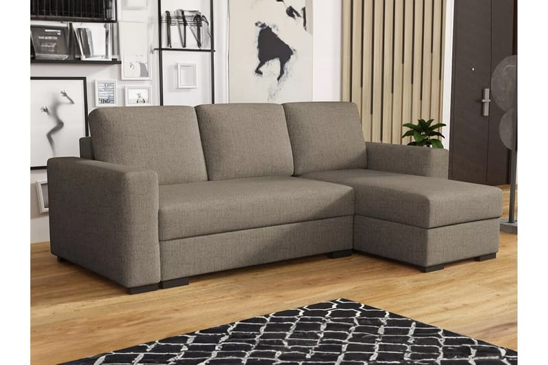 Denegal 3-sits Hörnbäddsoffa - Ljusbrun - Products - Möbler - Soffa - Bäddsoffa - Hörnbäddsoffa