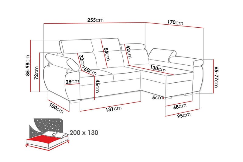 Denegal 3-sits Hörnbäddsoffa - Products - Möbler - Soffa - Bäddsoffa - Bäddsoffa divan