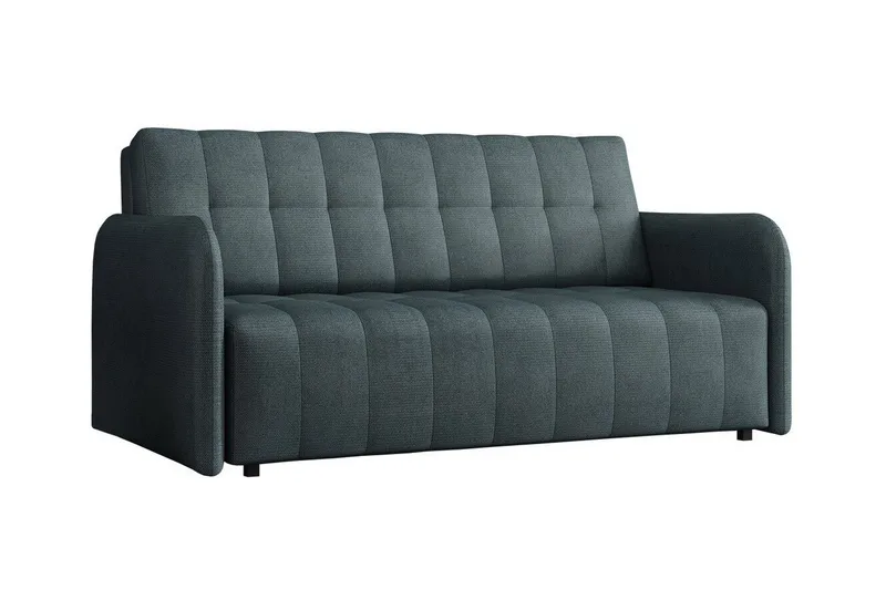 Denegal liten 3-sits Bäddsoffa Framåtbäddad i Plysch, Mörkgrå