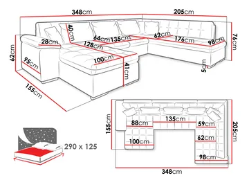 Dynir Bäddsoffa med Divan och Schäslong 5-sits - Brun - Products - Möbler - Soffa - Bäddsoffa - Bäddsoffa divan
