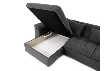 Dynir Hörnbäddsoffa Divan med Förvaring Vänster - Ljusgrå/Vit - Products - Möbler - Soffa - Bäddsoffa - Bäddsoffa längsbäddad