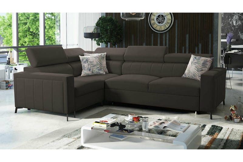 Galbally 3-sits Hörnbäddsoffa Dark brown - Products - Möbler - Soffa - Bäddsoffa - Hörnbäddsoffa