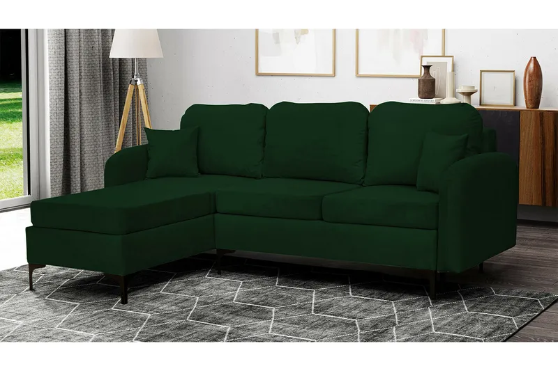 Knocklong 3-sits Hörnbäddsoffa Dark green - Products - Möbler - Soffa - Bäddsoffa - Hörnbäddsoffa