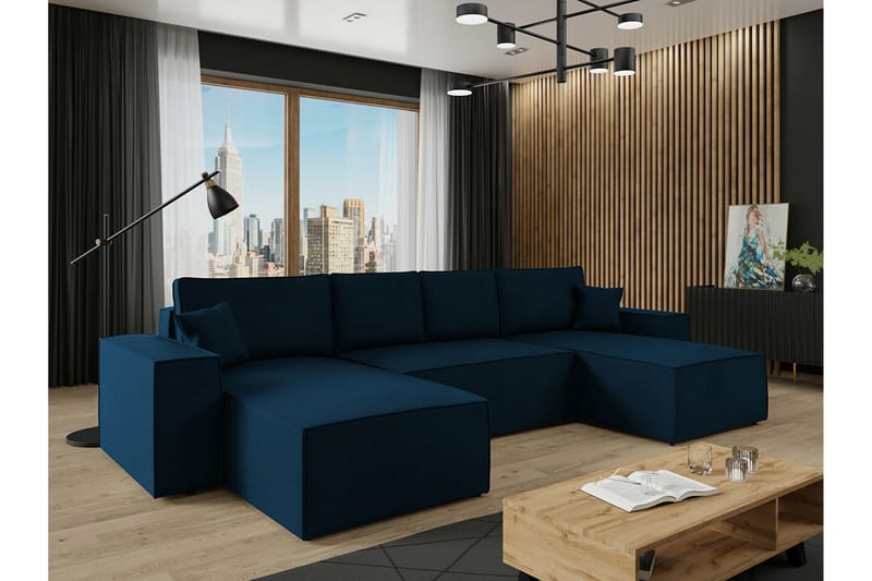 Knocklong 4-sits Hörnbäddsoffa - Blå - Products - Möbler - Soffa - Bäddsoffa - Hörnbäddsoffa