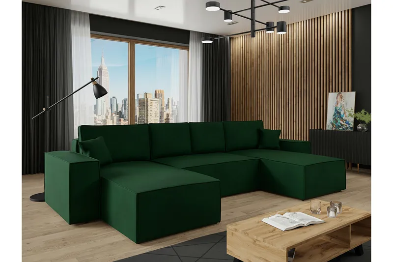 Knocklong 4-sits Hörnbäddsoffa - Grön - Products - Möbler - Soffa - Bäddsoffa - Hörnbäddsoffa