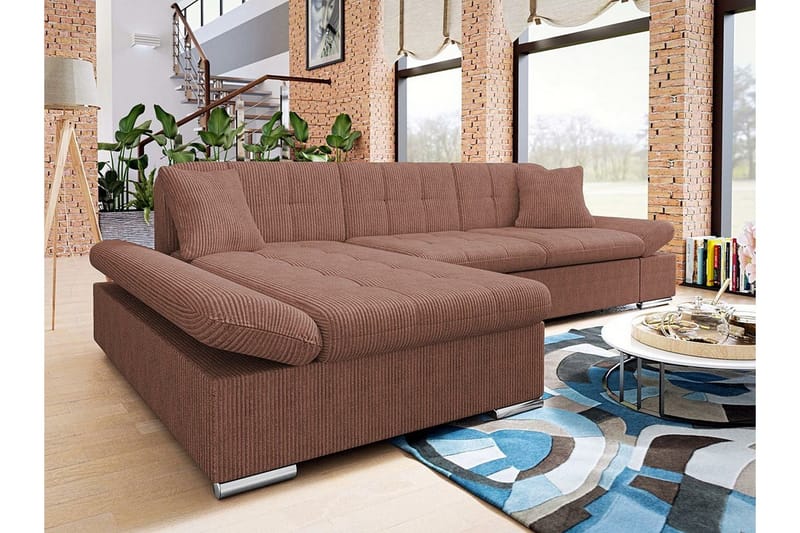 Lomux 3-sits Hörnbäddsoffa Brown - Products - Möbler - Soffa - Bäddsoffa - Hörnbäddsoffa