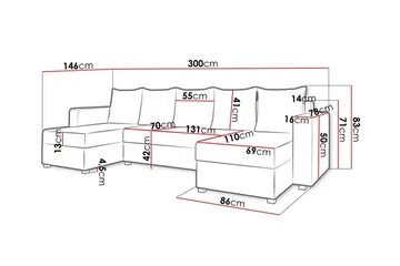 Midfeld 4-sits Hörnbäddsoffa White/Grey - Products - Möbler - Soffa - Bäddsoffa - Hörnbäddsoffa