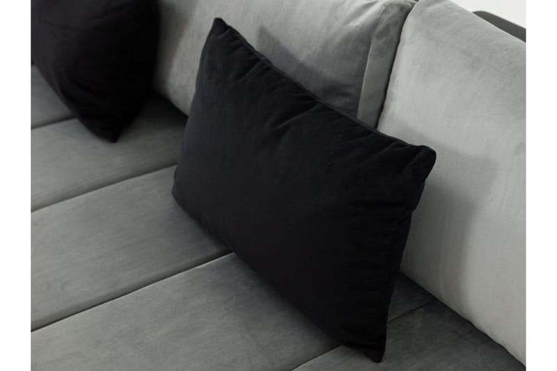 Naoma 3-sits Bäddsoffa med Divan L-formad Höger med Förvarin - Sammet/Grå - Products - Möbler - Soffa - Bäddsoffa - Bäddsoffa divan