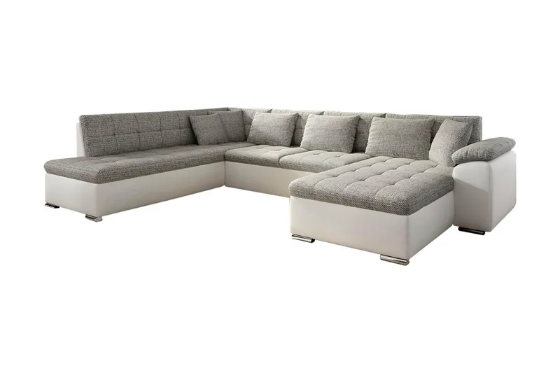 Niko U-Bäddsoffa 350x205x76 cm Divan Höger, Beige/Grå/Vit