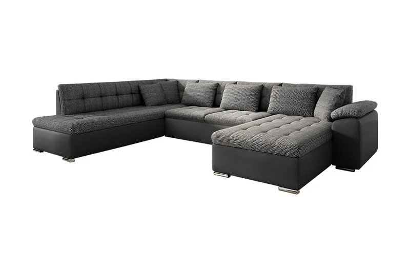 Niko U-Bäddsoffa 350x205x76 cm Divan Höger - Grå - Products - Möbler - Soffa - Bäddsoffa - Bäddsoffa längsbäddad