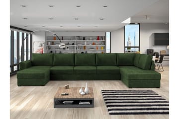 Taberk Bäddsoffa med Divan och Schäslong 5-sits i Chenille - Grön - Products - Möbler - Soffa - Bäddsoffa - Bäddsoffa divan