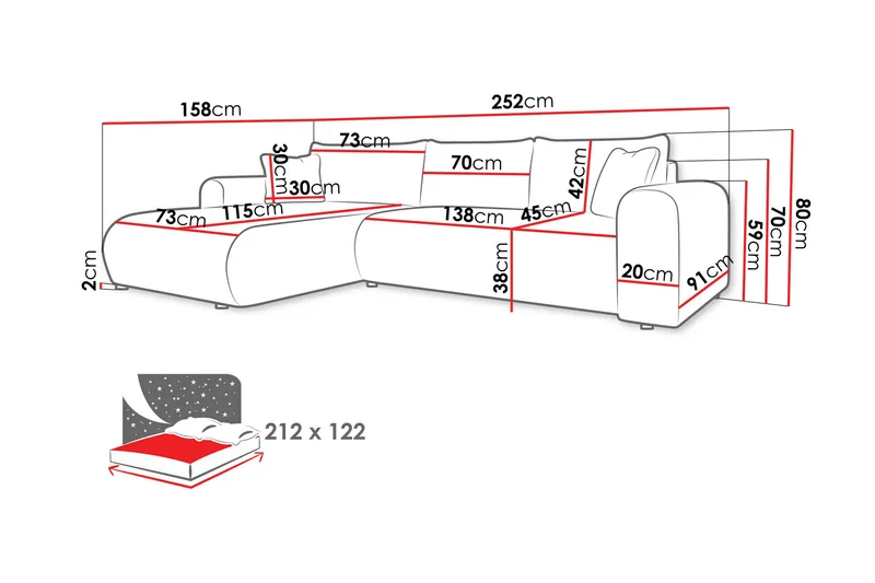 Tacon Bäddsoffa m. Divan 3-sits - Vit - Products - Möbler - Soffa - Bäddsoffa - Bäddsoffa divan