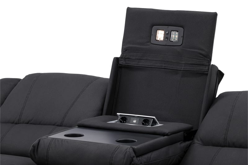 Reclinersoffa med hörn Comfort Living Singapore Reclinersoffa 3 sits Konstläder Black - Products - Möbler - Soffa - Biosoffa & reclinersoffa - 3 sits biosoffa & reclinersoffa