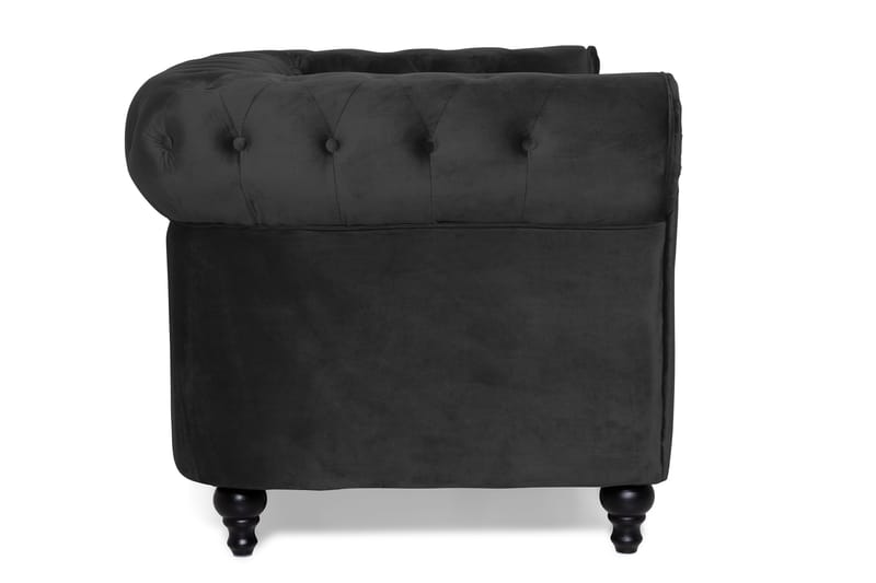 Chesterfield Lyx 2-sits Liten sammetssoffa - Djup soffa 160 cm bred - Svart - Products - Möbler - Soffa - Sammetssoffa