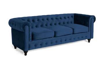 Chesterfield Lyx 3-sits Sammetssoffa - Djup soffa - Blå - Products - Möbler - Soffa - Chesterfield soffa
