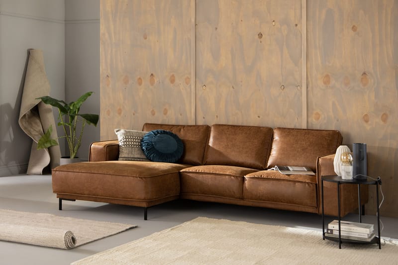 Akron 2-sits Soffa med Divan Vänster Bondedläder - Brun - Products - Möbler - Soffa - Divansoffa & schäslongsoffa - 2 sits soffa med divan