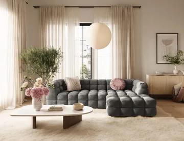 Elise 4-sits Bubblig Soffa med Divan Höger - Mörkgrå - Products - Möbler - Soffa - Divansoffa & schäslongsoffa - 4 sits soffa med divan