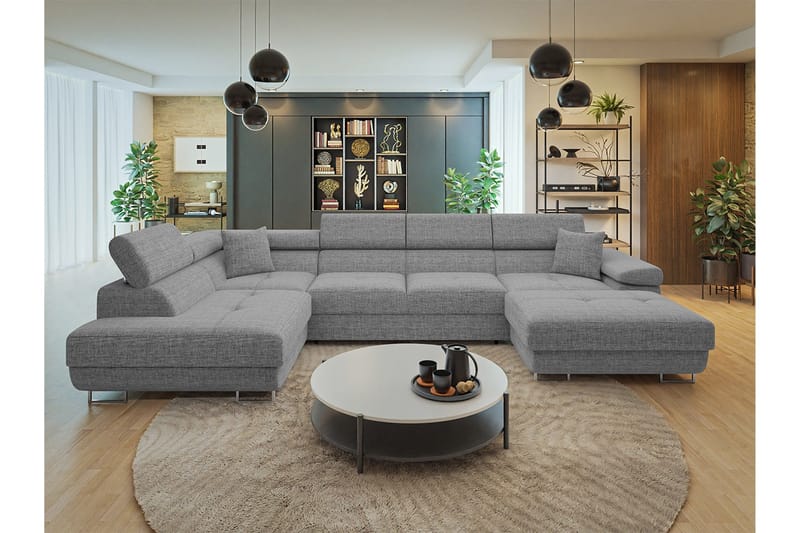 Gabina Soffa med Divan och Schäslong 4-sits - Grå - Products - Möbler - Soffa - Divansoffa & schäslongsoffa - 4 sits soffa med divan