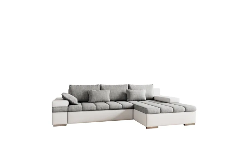 Naoma Soffa med Divan 3-sits, Vit/Ljusgrå