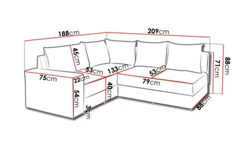 Julissa Hörnsoffa 210x190x80 cm - Grå - Products - Möbler - Soffa - Hörnsoffa