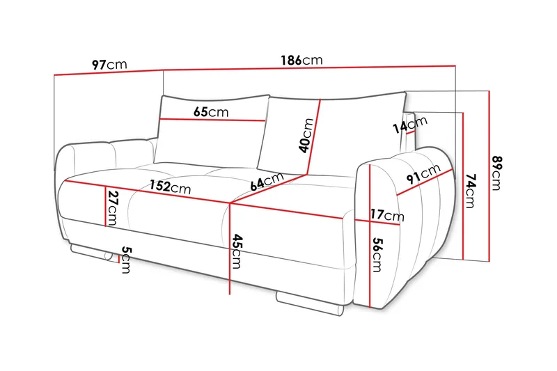 Simerly Soffa 3-sits i Plysch - Ljusgrå - Products - Möbler - Soffa - 3 sits soffa