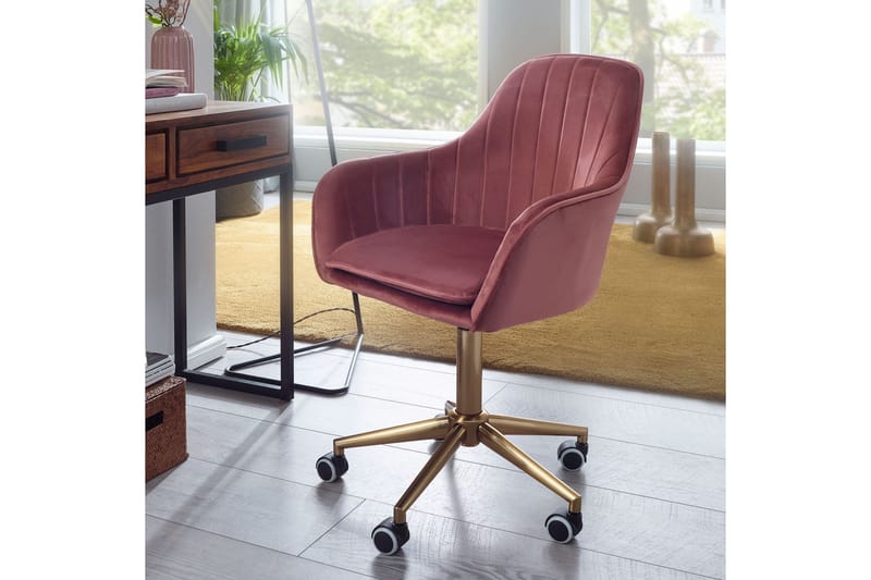 Hubdam Kontorsstol - Rosa/Guld - Products - Möbler - Fåtölj & stolar - Kontorsstol & skrivbordsstol